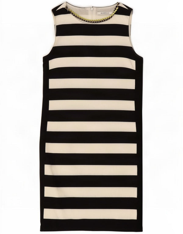 Vestido feminino sem mangas Marella Reino Unido 8 Viscose listrada preta pequena