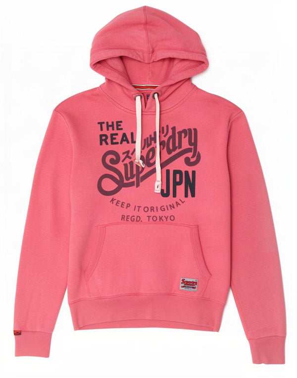 Suéter com capuz gráfico feminino Superdry UK 20 2XL algodão rosa