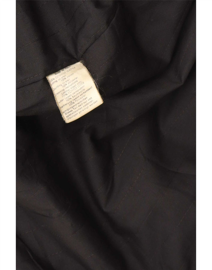 Jaqueta de couro feminina Gianni Versace Reino Unido 18 XL couro preto
