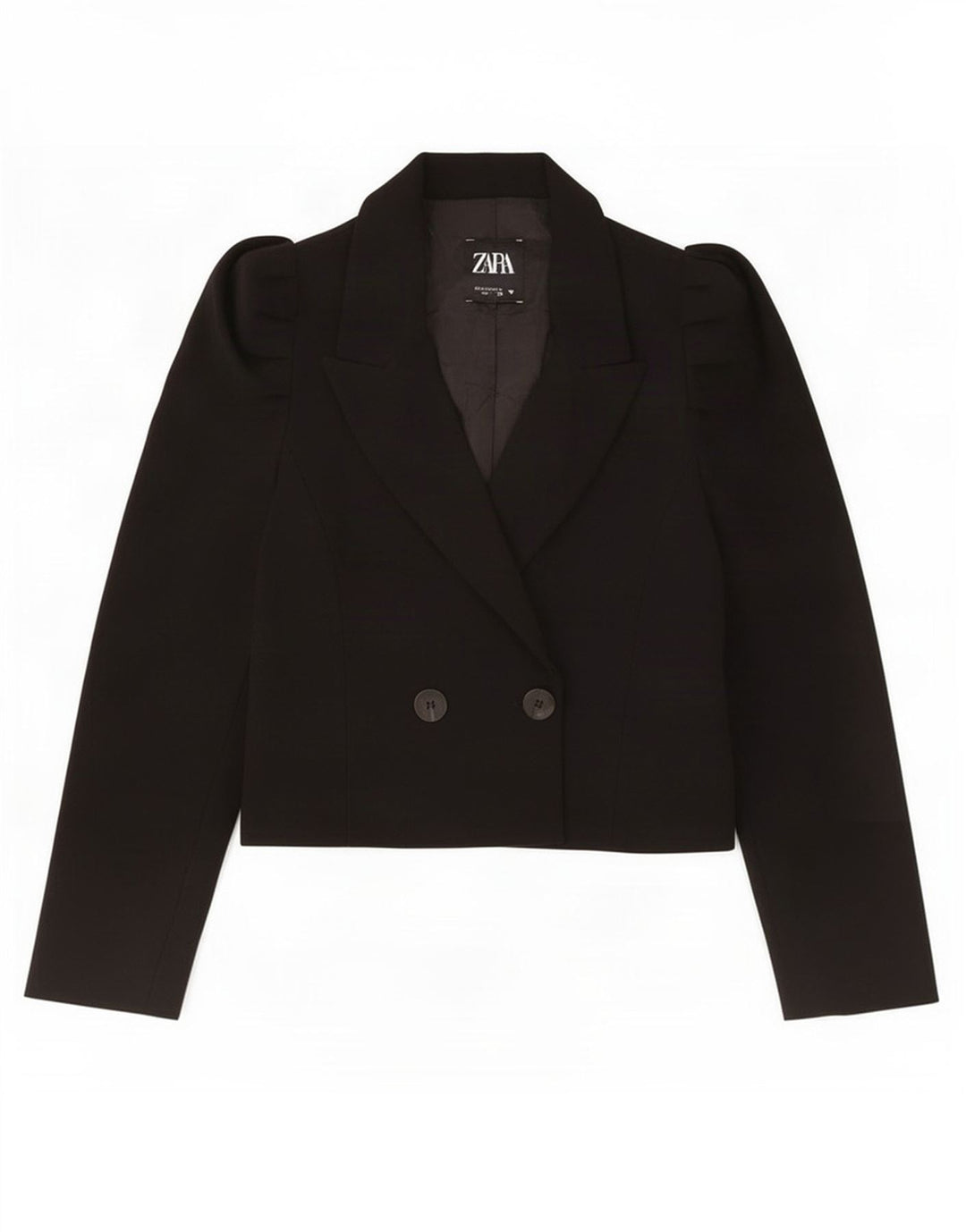 Jaqueta Bolero Feminina Zara Double Breasted Reino Unido 10 Poliéster Preto Pequeno