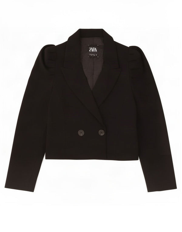 Jaqueta Bolero Feminina Zara Double Breasted Reino Unido 10 Poliéster Preto Pequeno