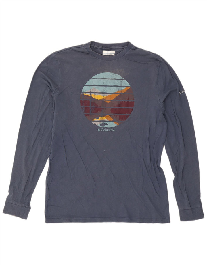 Columbia Mens Graphic Top Manga Longa Médio Algodão Azul