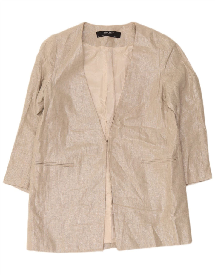 Jaqueta blazer feminina Zara manga 3/4 Reino Unido 14 grande cinza