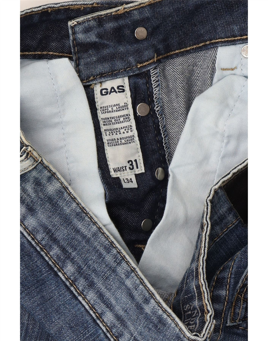 GAS Jeans Slim Feminino W31 L34 Azul Algodão