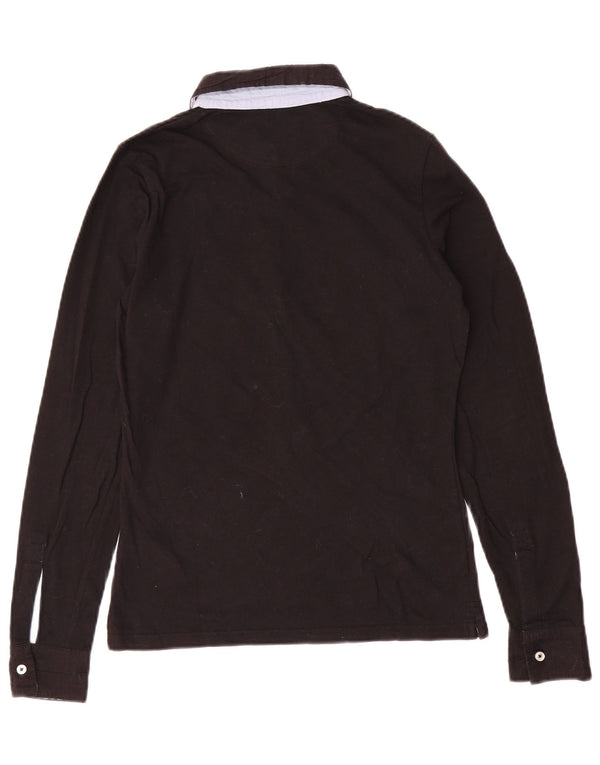 Camisa polo feminina Geox Respira de manga comprida Reino Unido 10 algodão preto pequeno
