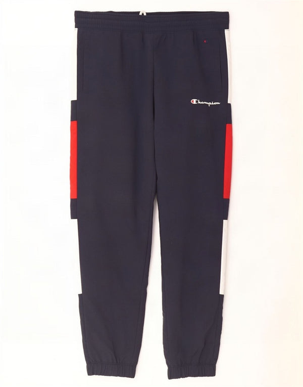 Champion Mens Tracksuit Trousers Joggers Large Navy Blue Colourblock