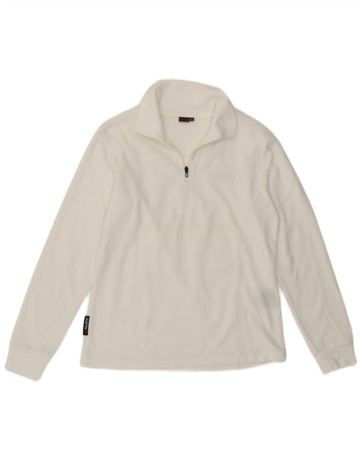 Suéter de lã feminino Invicta com zíper e gola UK 14 poliéster branco médio