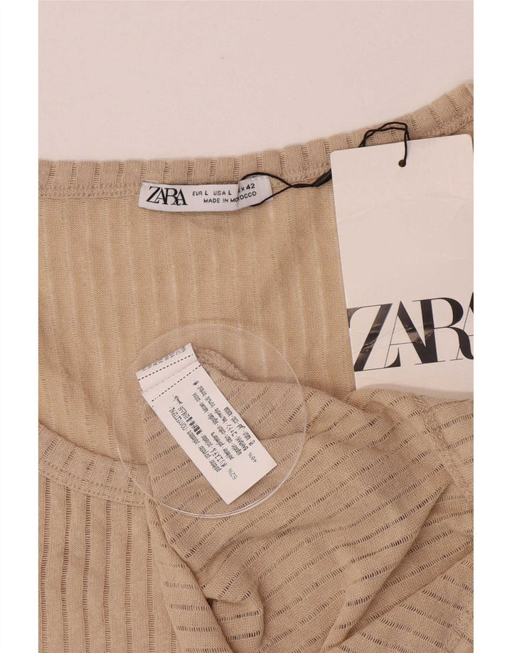 Zara Mens Top Colete Transparente Grande Poliéster Bege