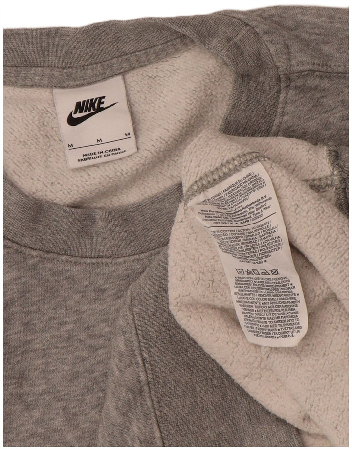 Moletom feminino oversized Nike UK 14 algodão manchado cinza médio