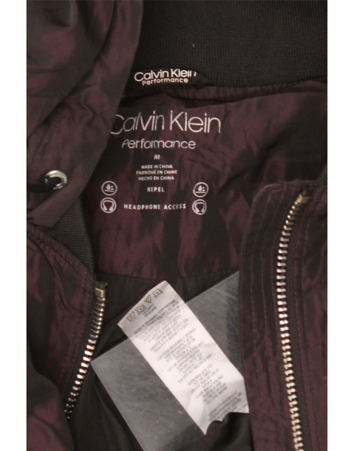 Jaqueta bomber feminina com capuz grande CALVIN KLEIN Reino Unido 14 Médio Borgonha