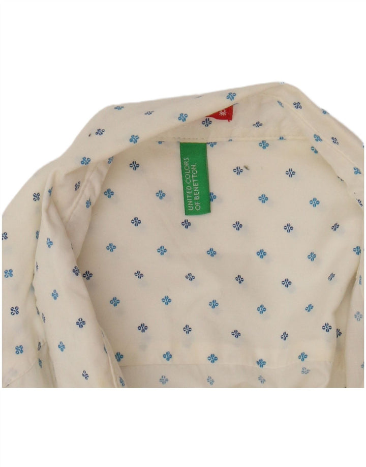 Camisa masculina slim BENETTON médio branco floral