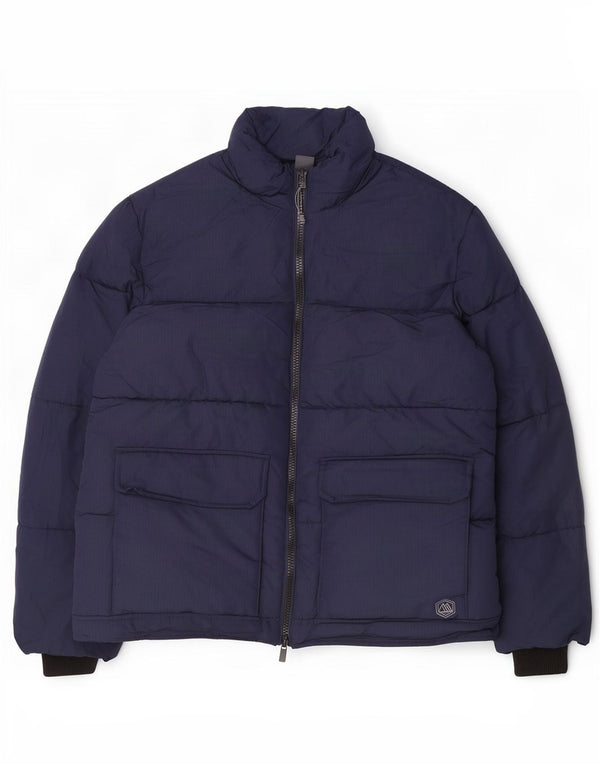 Jaqueta acolchoada masculina Marks & Spencer UK 42 XL azul marinho poliéster