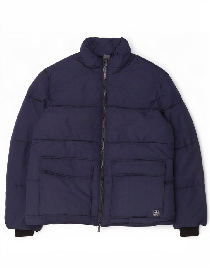 Jaqueta acolchoada masculina Marks & Spencer UK 42 XL azul marinho poliéster