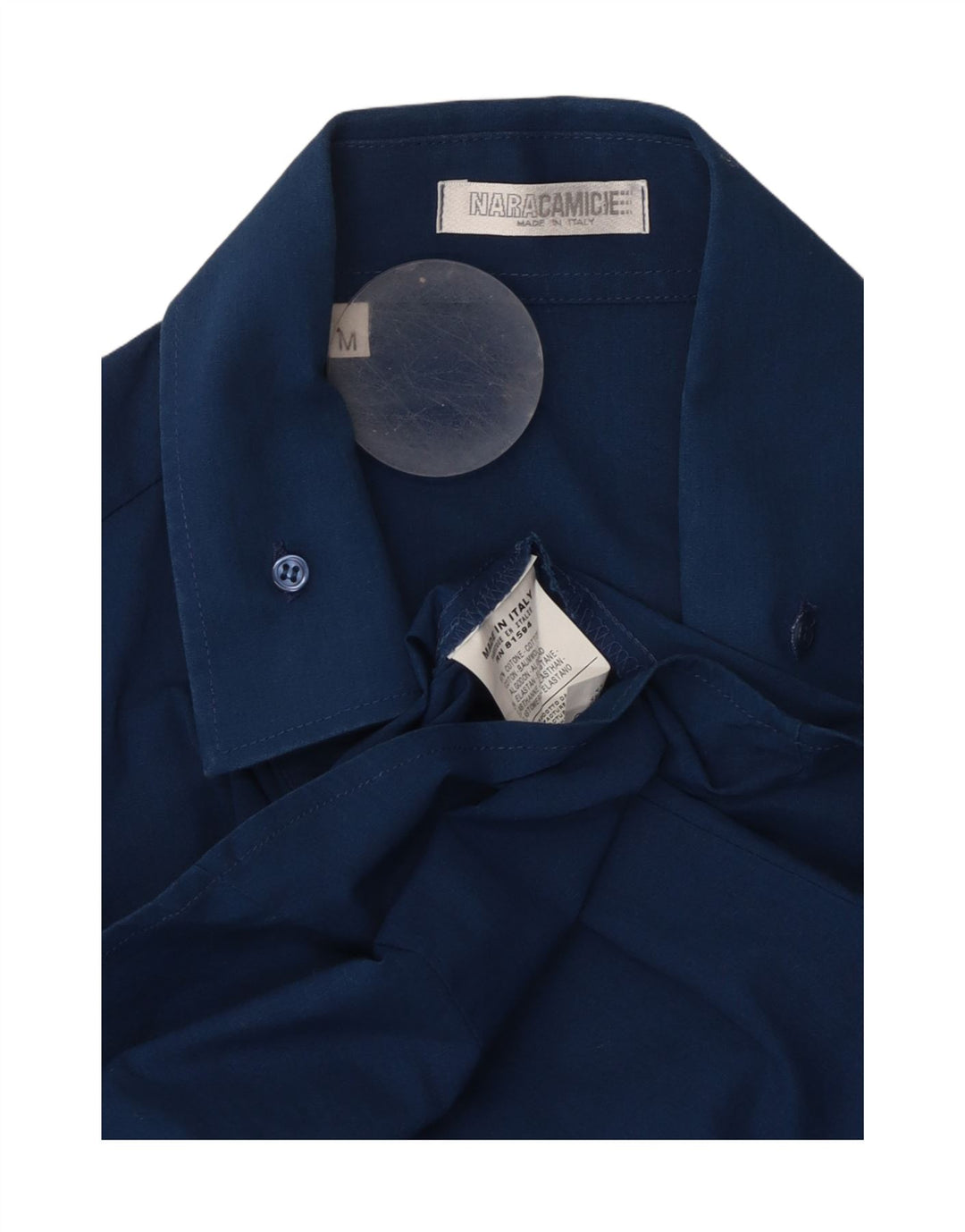 Camisa masculina de manga curta NARACAMICIE algodão azul médio