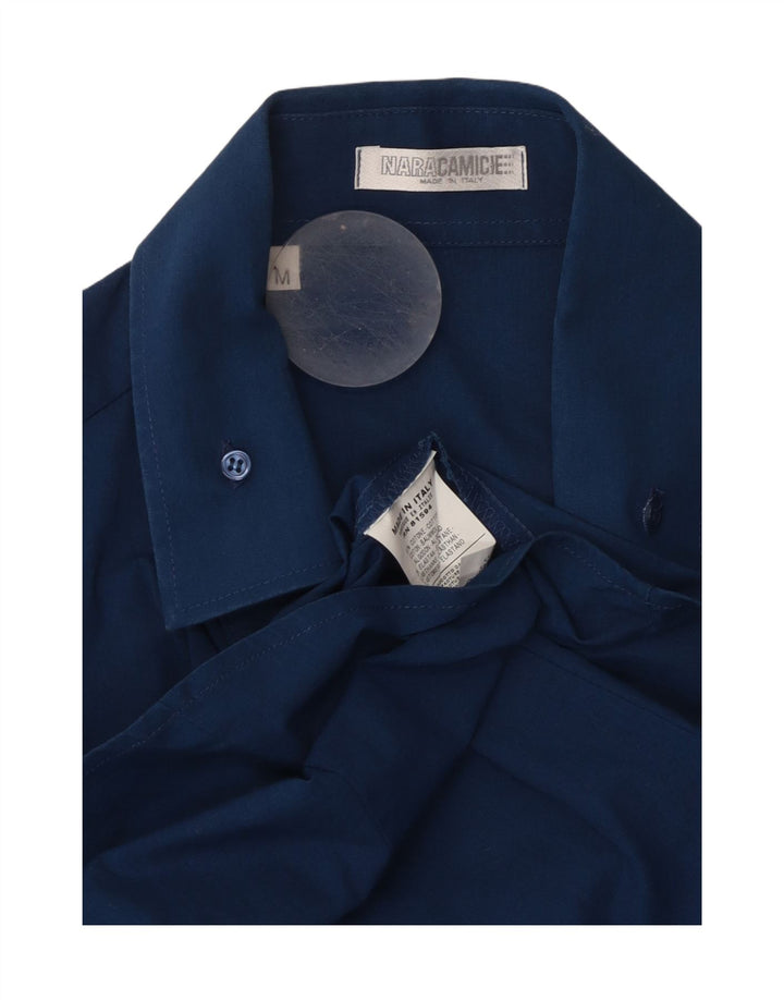 Camisa masculina de manga curta NARACAMICIE algodão azul médio