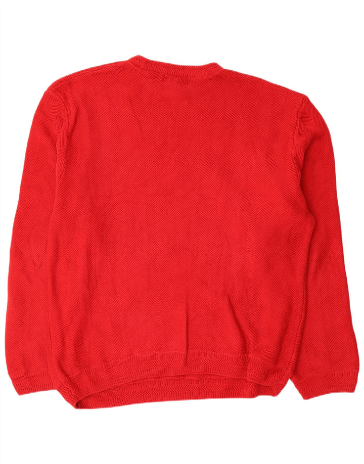 Suéter masculino Chaps com gola redonda 2XL algodão espinha de peixe vermelho