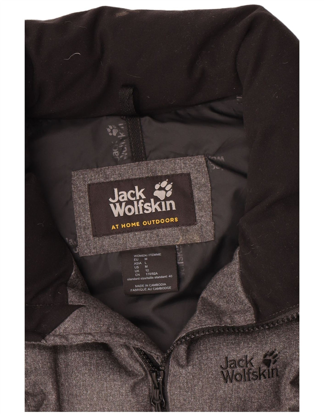 Colete acolchoado feminino Jack Wolfskin UK 12 poliéster cinza médio