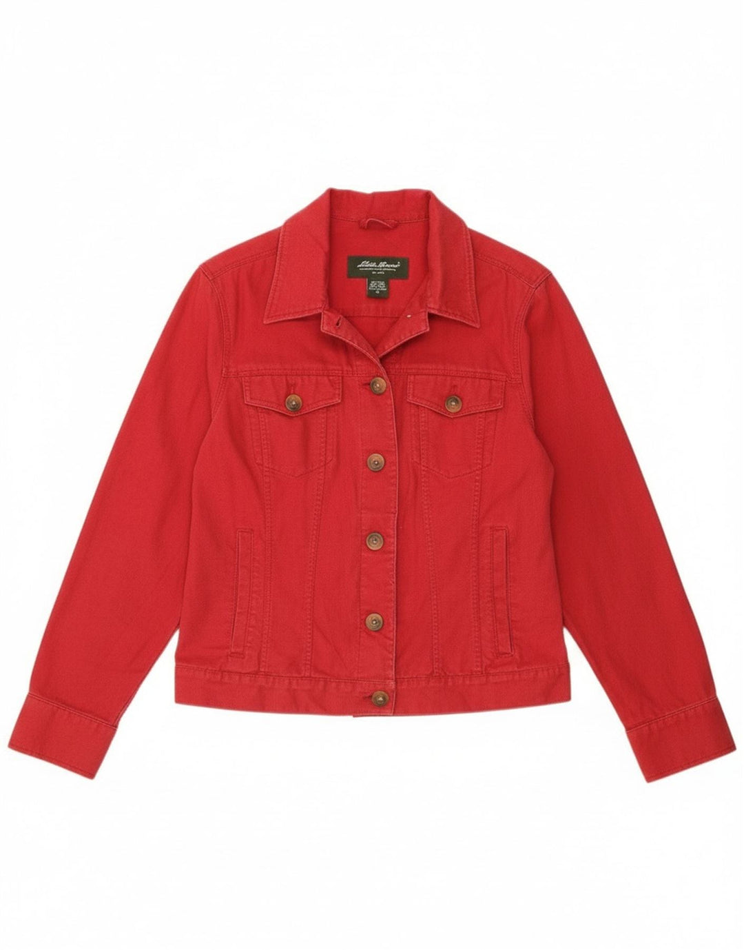 Jaqueta bomber feminina Eddie Bauer UK 14 linho vermelho médio