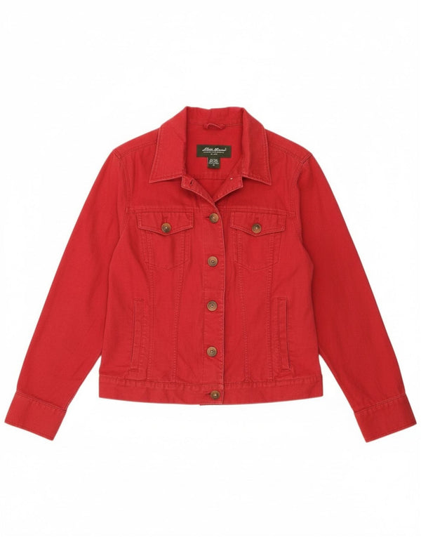 Jaqueta bomber feminina Eddie Bauer UK 14 linho vermelho médio