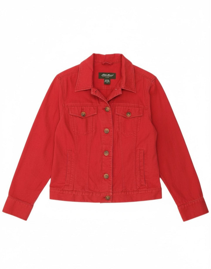 Jaqueta bomber feminina Eddie Bauer UK 14 linho vermelho médio