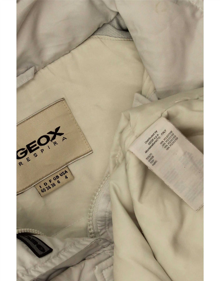 Jaqueta acolchoada com capuz grande Geox para mulher UK 6 XS poliéster branco