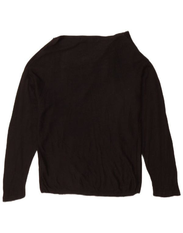 Top feminino Zara de manga comprida UK 14 viscose preta média