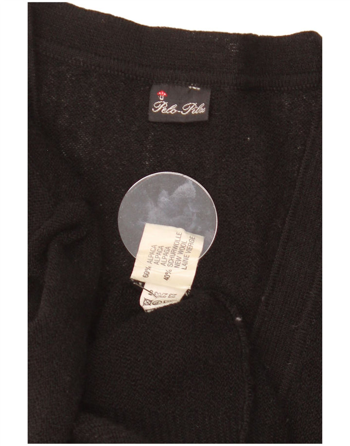 Suéter cardigã masculino vintage pequeno acrílico preto