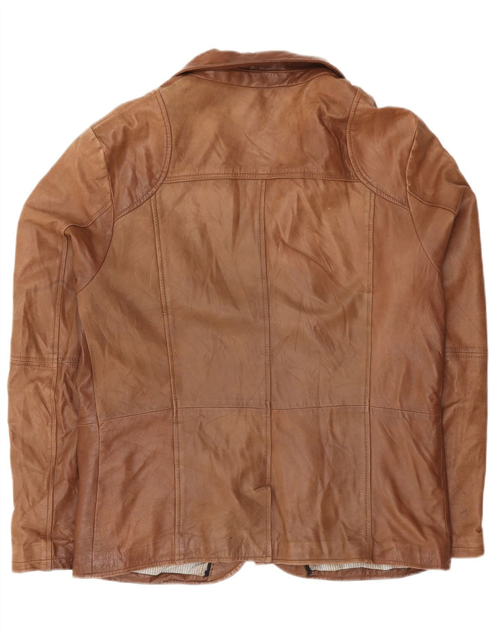 Jaqueta blazer masculina de couro com 4 botões da Conbipel IT 52 couro marrom grande