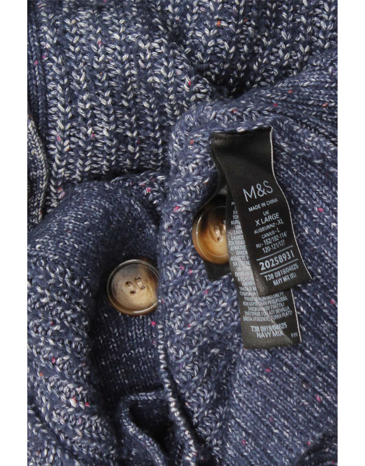 Suéter cardigã feminino grande Marks & Spencer UK 18 XL azul manchado