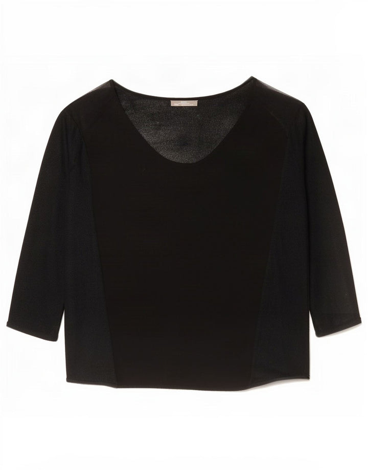 Zara Top feminino oversized manga 3/4 Reino Unido 14 médio preto