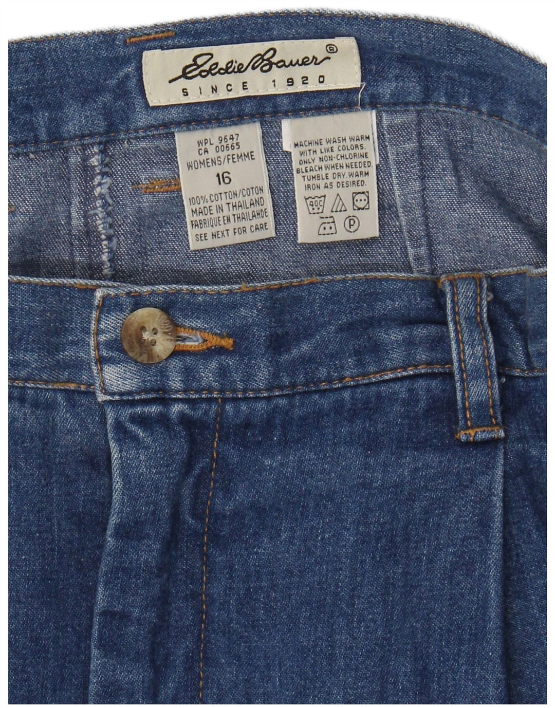 EDDIE BAUER Saia jeans feminina EUA 16 XL W34 algodão azul