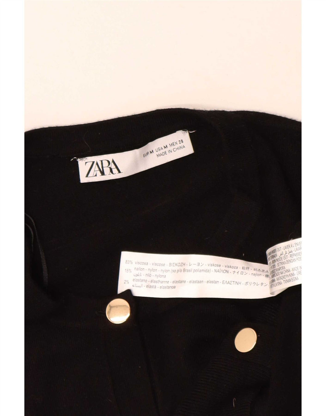 Suéter cardigã feminino Zara Reino Unido 14 viscose preta média