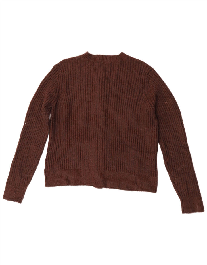 Suéter cardigã feminino Marks & Spencer Reino Unido 14 poliéster marrom médio