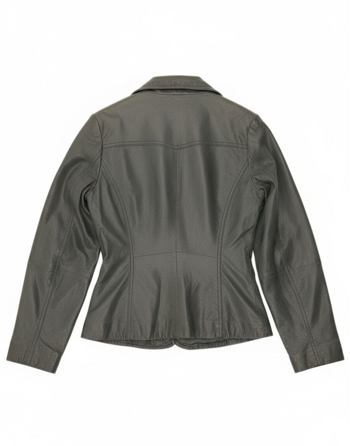 Jaqueta Blazer Vintage Feminina com 3 Botões UK 10 Pequena Cinza