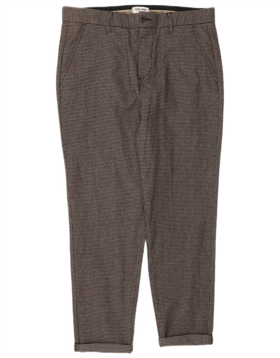 Calça Chino Masculina JACK & JONES W33 L32 Preto Houndstooth Algodão