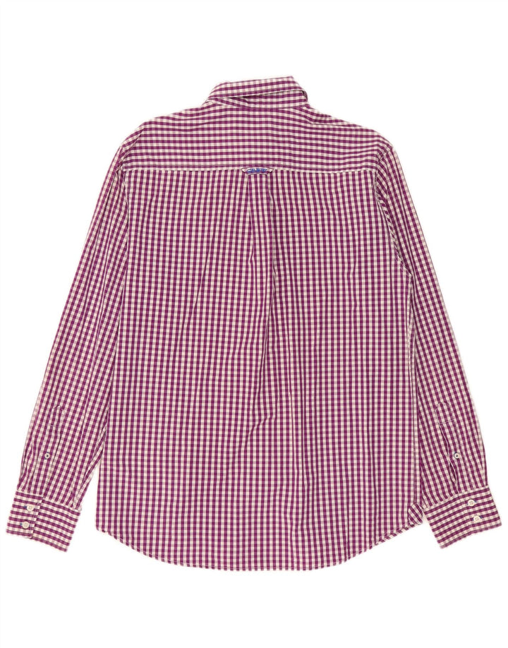 Camisa masculina Crew Clothing grande algodão guingão roxo