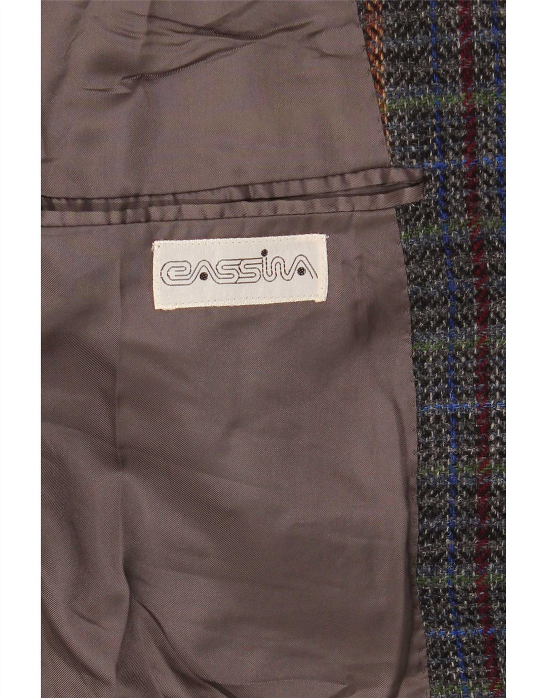 Jaqueta blazer masculina vintage com 2 botões Reino Unido 40 grande lã xadrez cinza