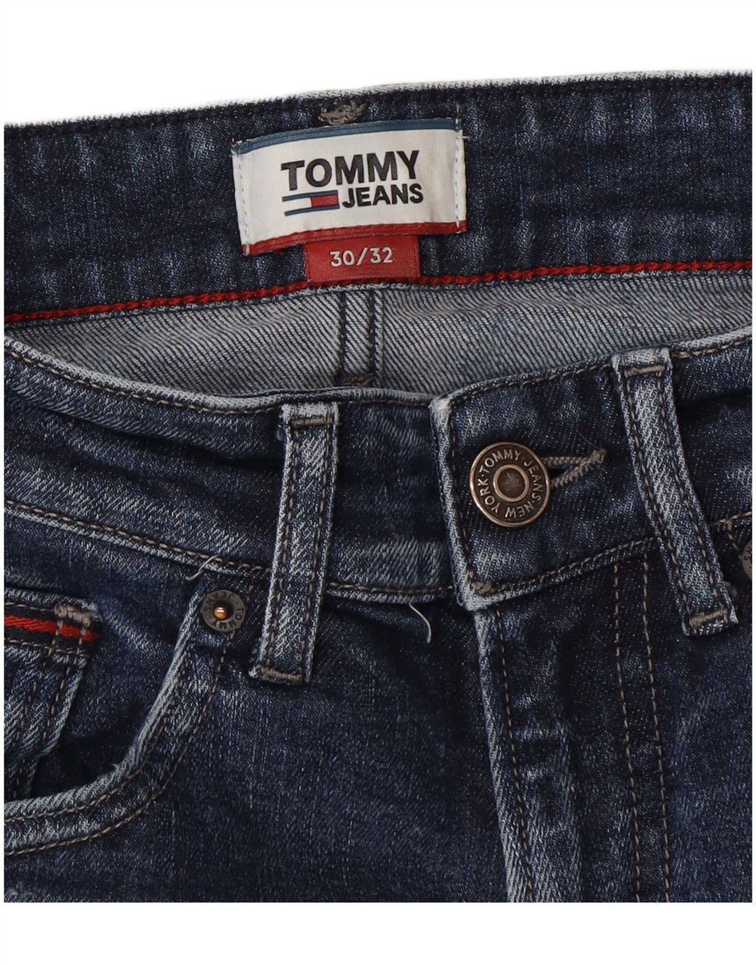 Tommy Hilfiger Masculino Slim Jeans W30 L32 Azul Algodão