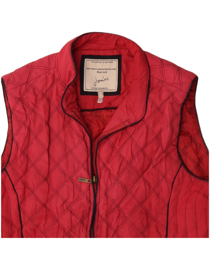 JOULES Colete acolchoado feminino UK 16 grande poliéster vermelho
