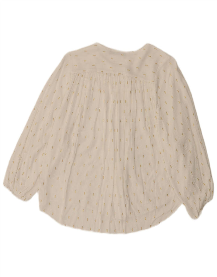 Blusa feminina Zara manga 3/4 oversized UK 10 pequena branca manchada