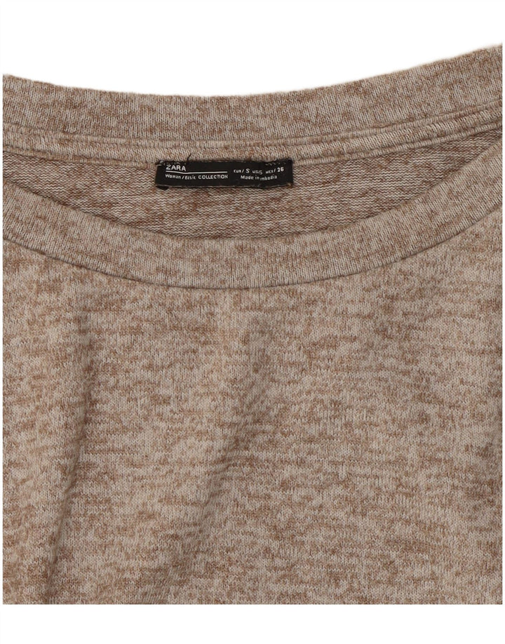 Zara Top feminino oversized manga comprida Reino Unido 10 pequeno cinza manchado