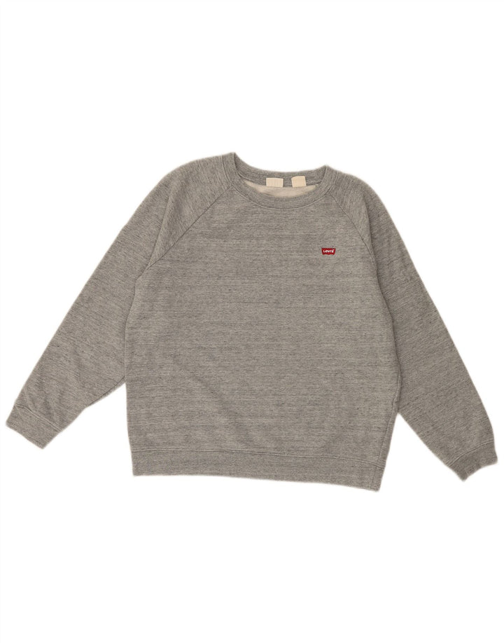 LEVI'S moletom feminino oversized jumper UK 10 pequeno algodão cinza