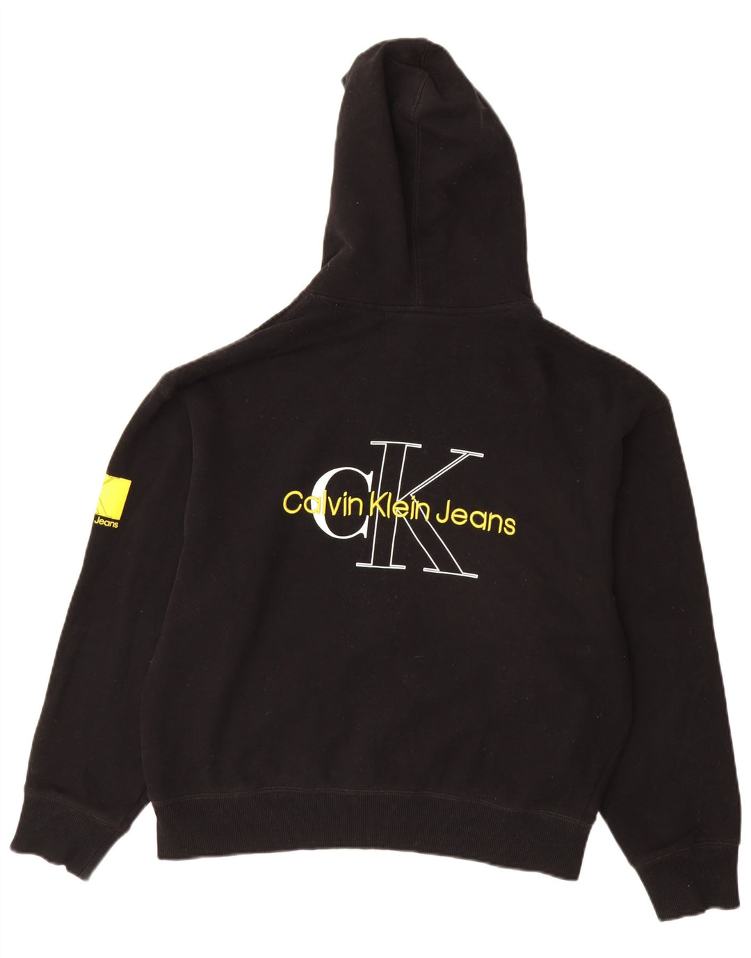 CALVIN KLEIN JEANS Suéter com capuz gráfico masculino médio algodão preto