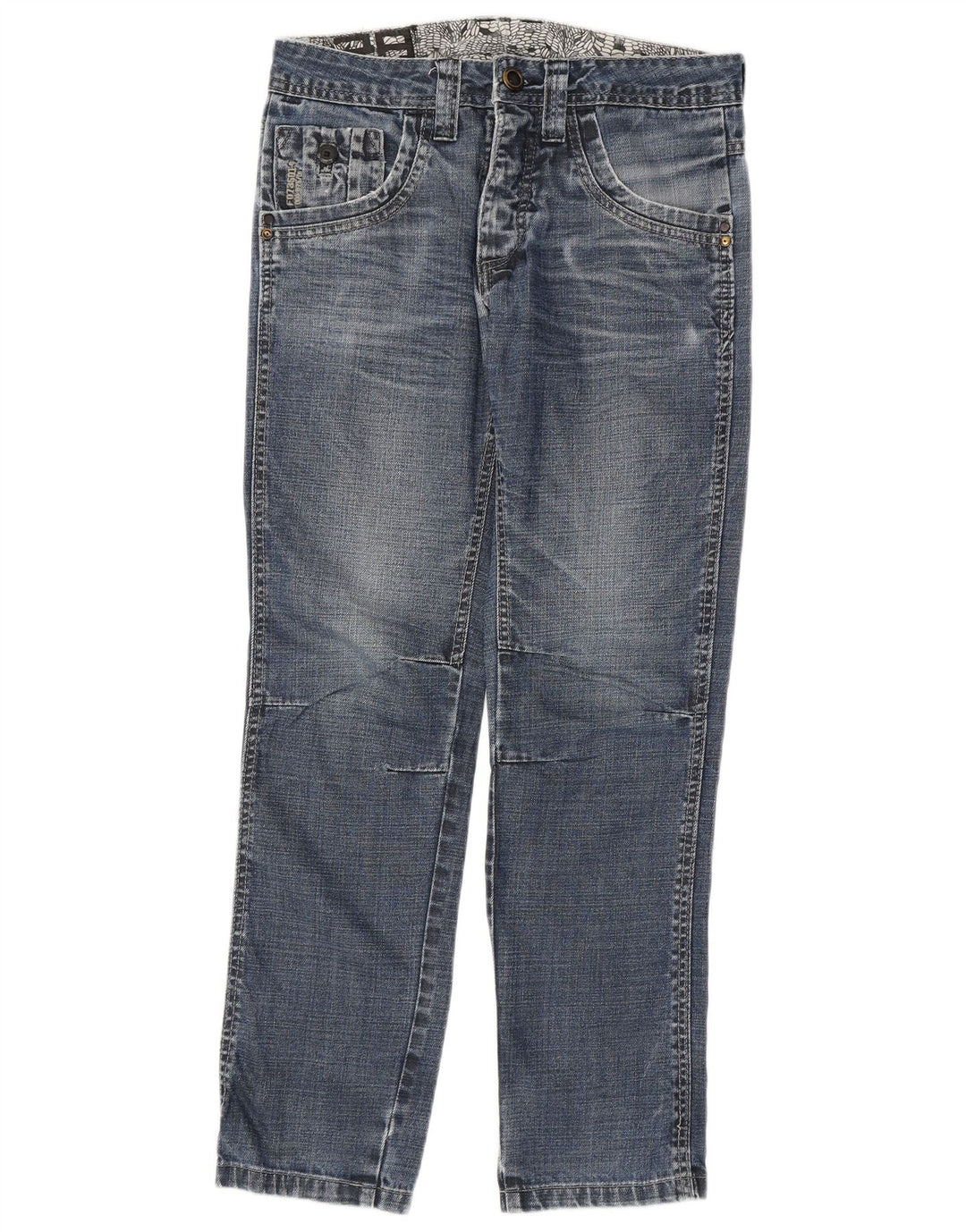 Springfield masculino gráfico reto jeans W28 L30 algodão azul