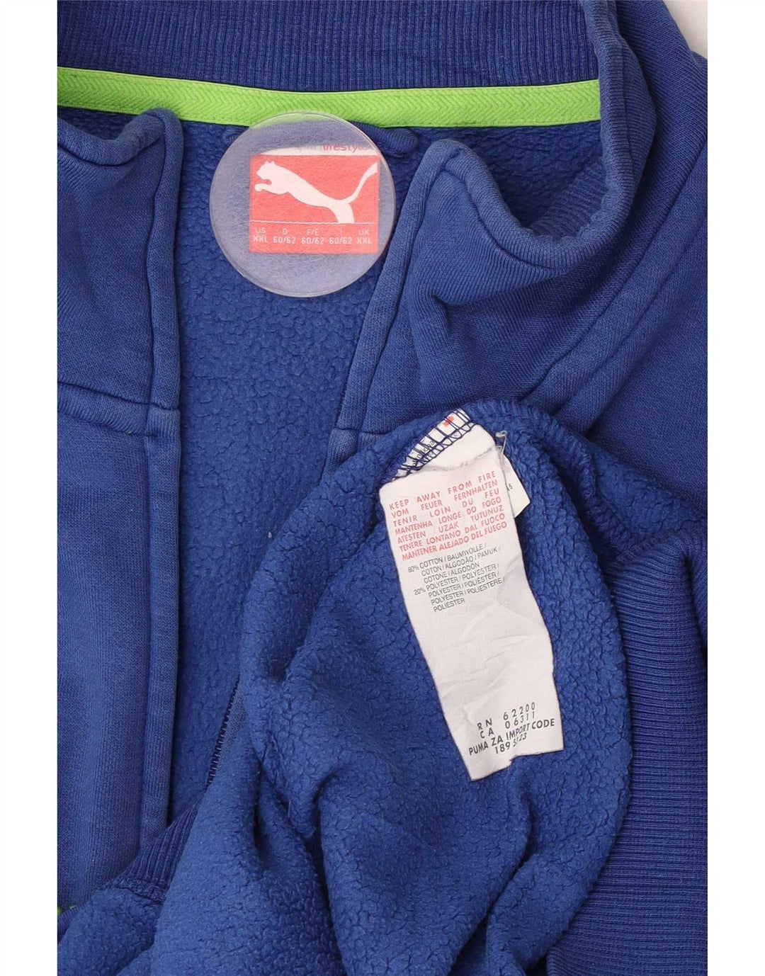 Puma Mens Graphic Tracksuit Top Jaqueta 2XL Algodão Azul