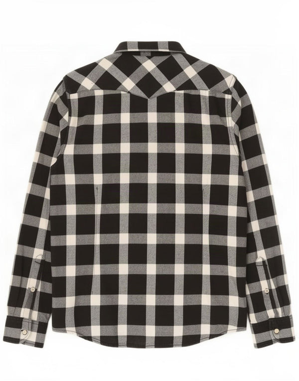 Camisa masculina Lee de flanela slim fit, algodão xadrez preto médio