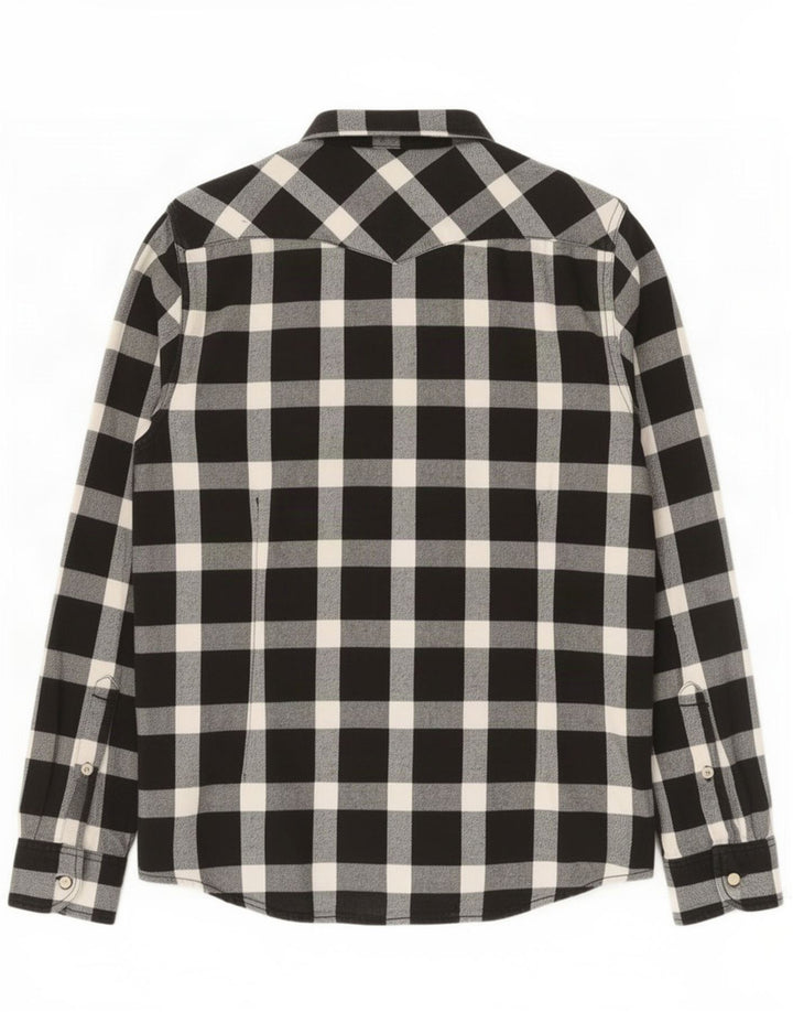 Camisa masculina Lee de flanela slim fit, algodão xadrez preto médio
