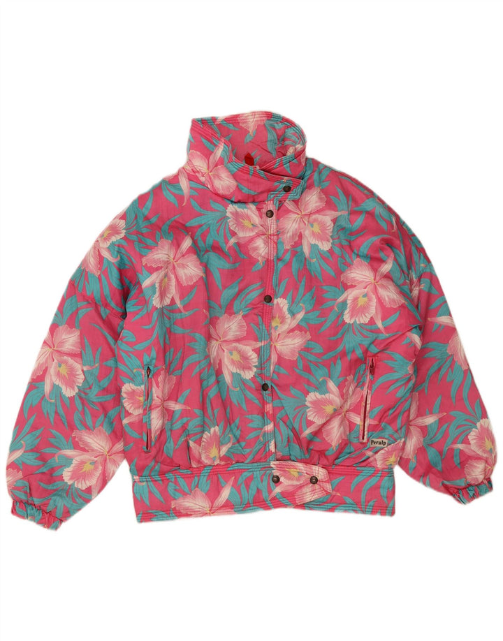 Jaqueta de esqui superdimensionada à prova de vento feminina Peralp IT 38 XS poliéster floral rosa