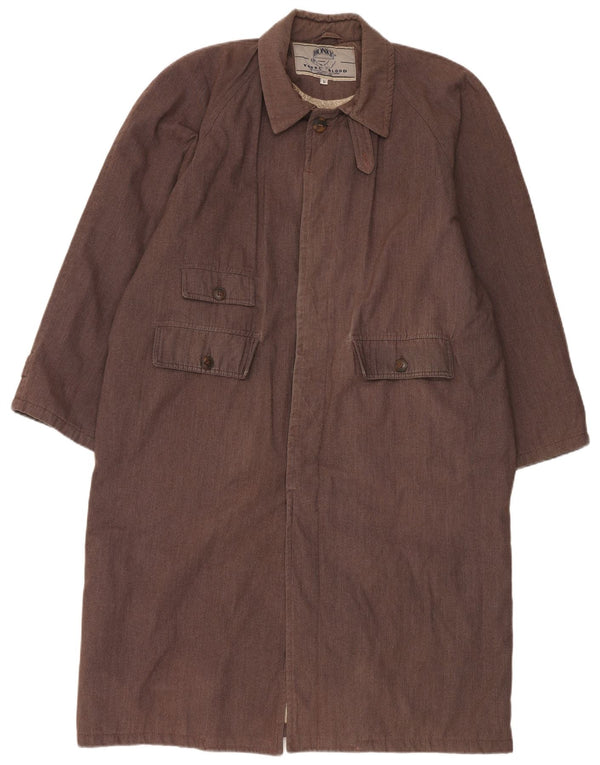 Sobretudo masculino vintage UK 40 grande algodão marrom