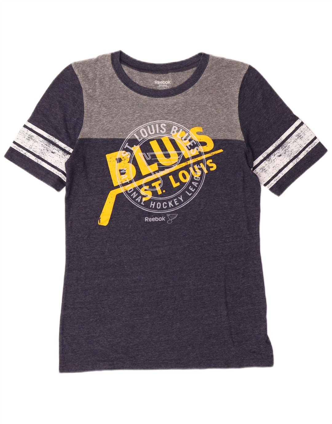 Camiseta feminina Reebok Graphic Top UK 14 grande azul marinho poliéster